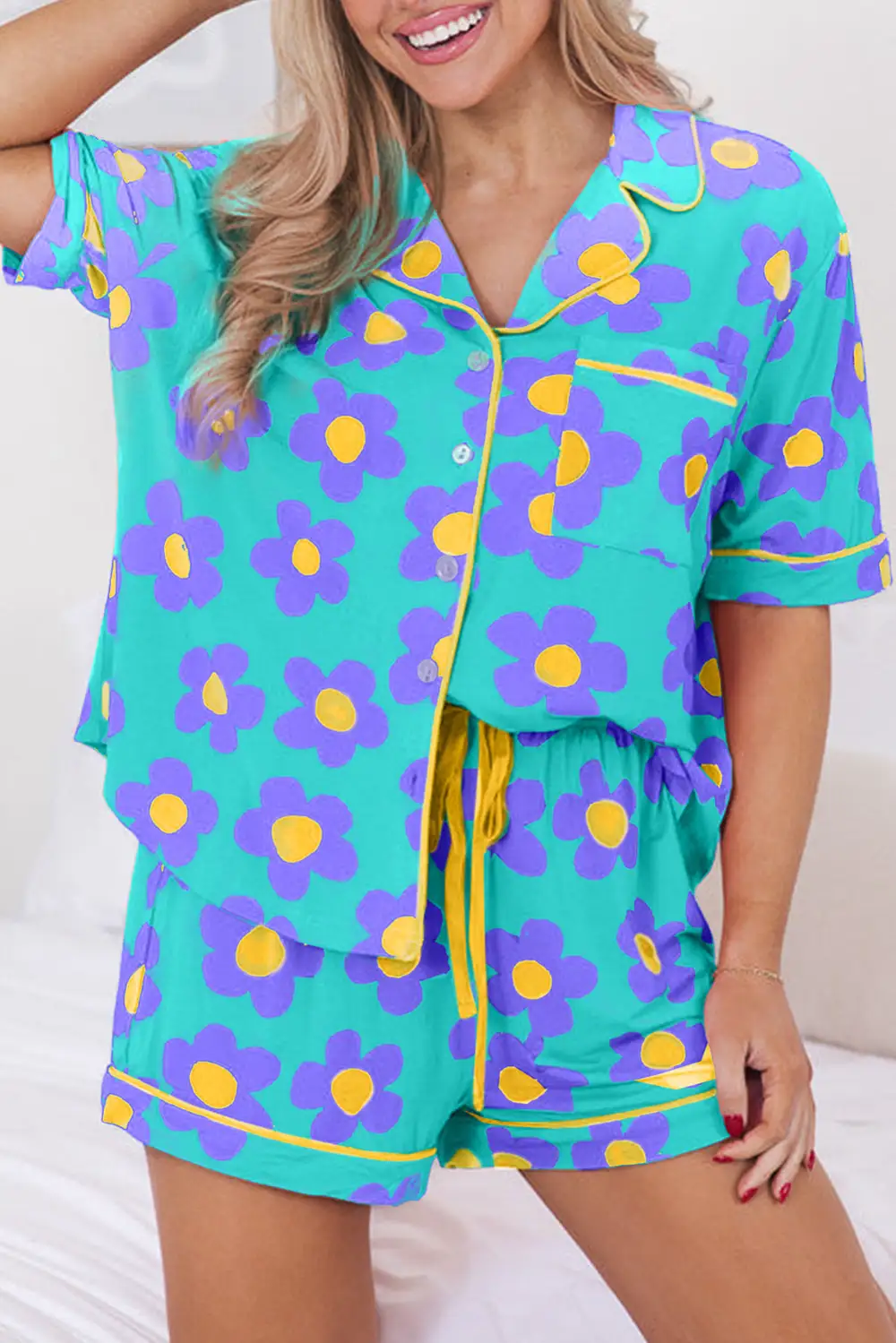 Cozy Floral Print Short Pajama Set