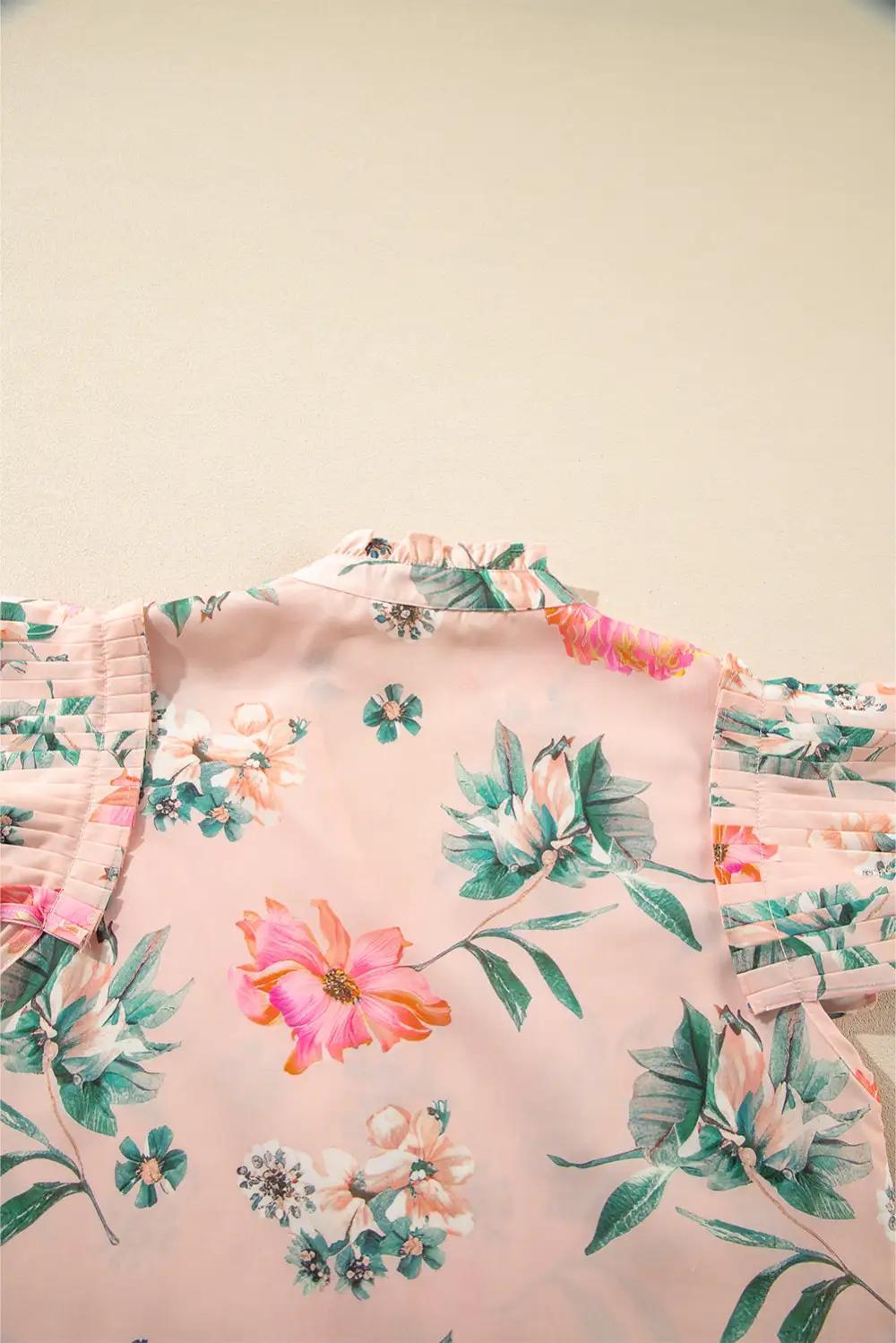 Floral Frilled Pleated Blouse