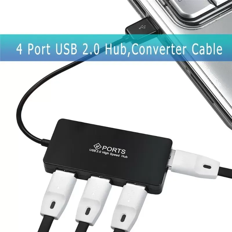 4 Port USB 2.0 Hub Splitter Adapter Converter Cable for PC Laptops Notebook