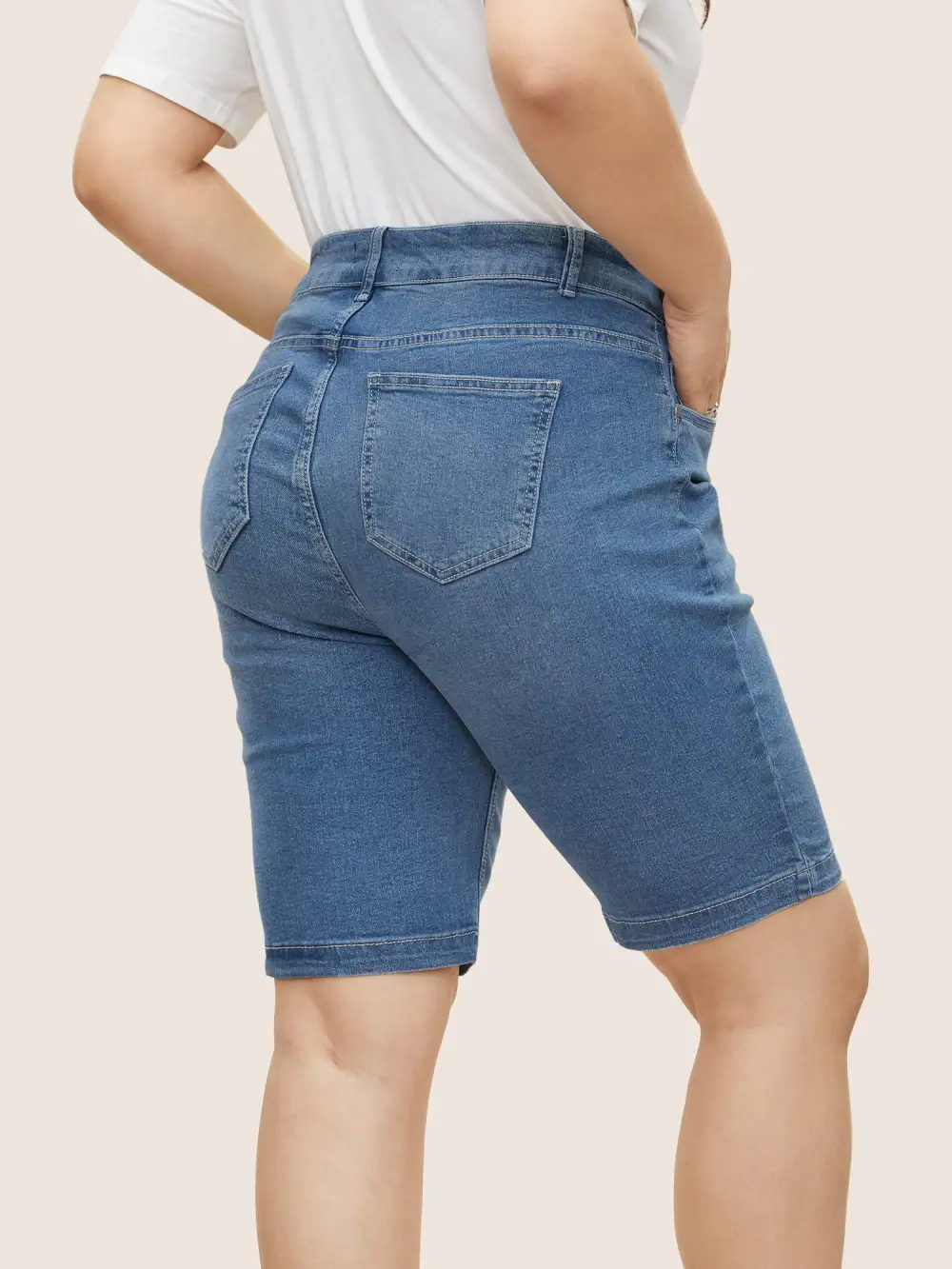 Very Stretchy High Rise Dark Wash Denim Shorts