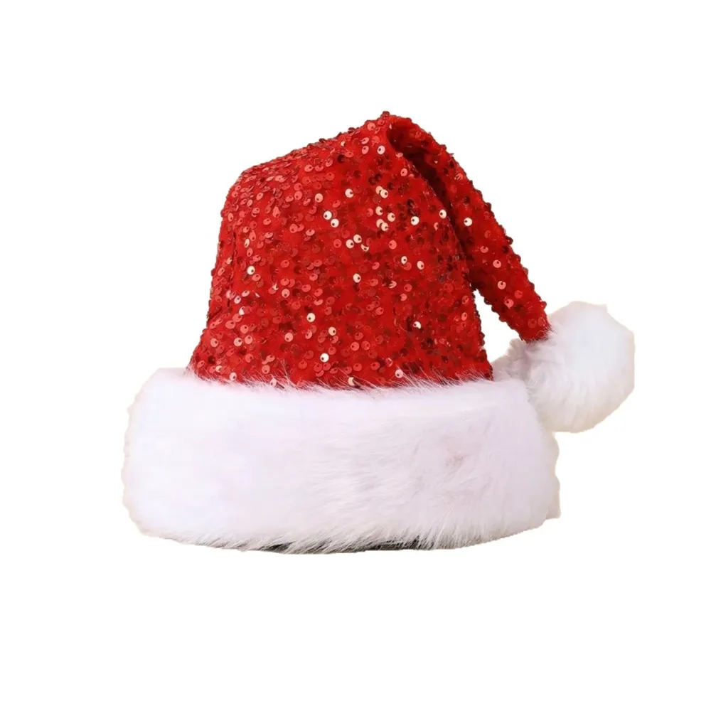 Christmas decorative hat, double-layered sequined hat, Shanghai-style beanie, extra thick long beanie, 32*45CM
