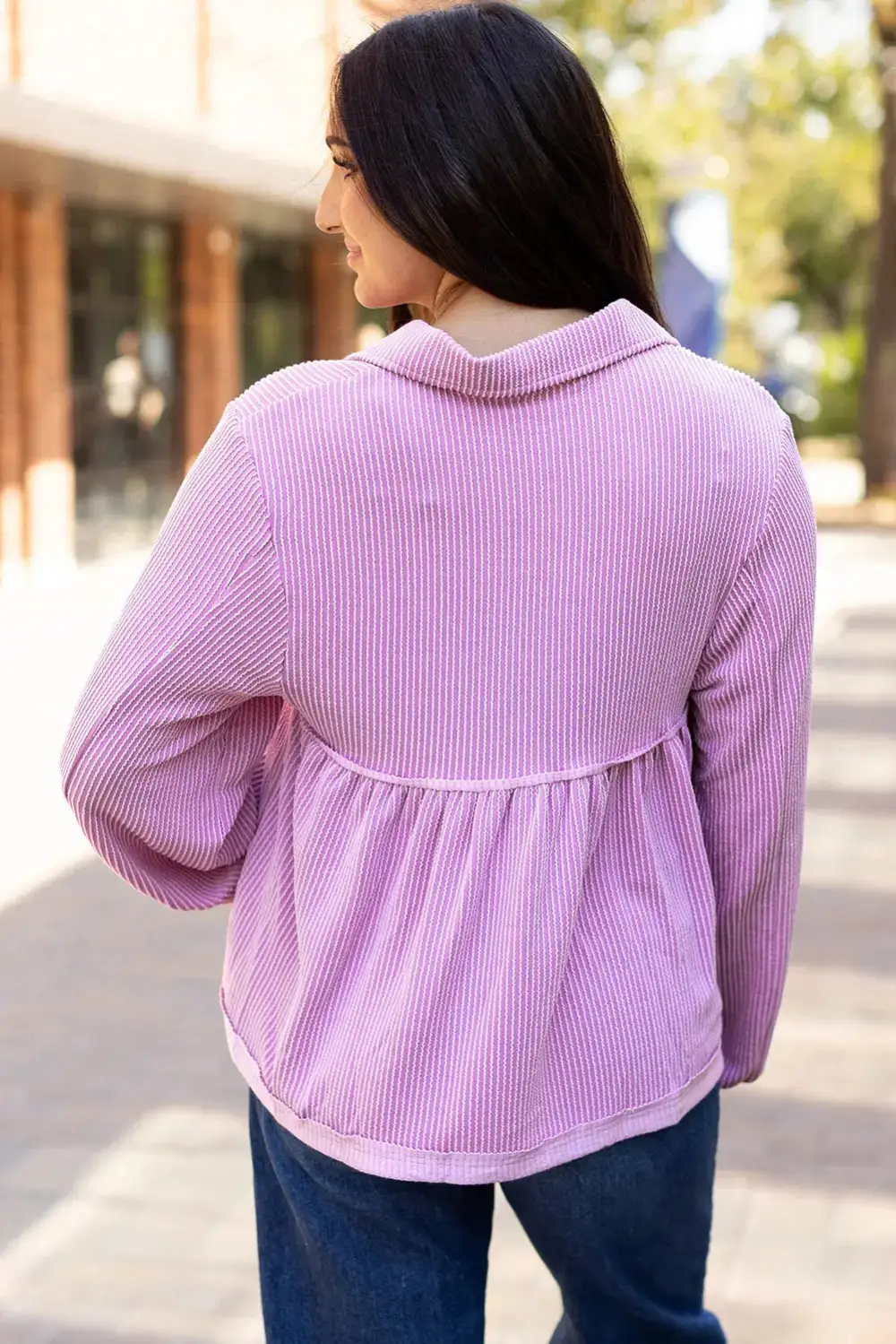 V-Neck Turn-down Collar Blouse