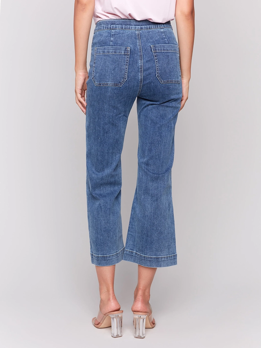 Versatile Creative Front Buttoned Flared Jeans