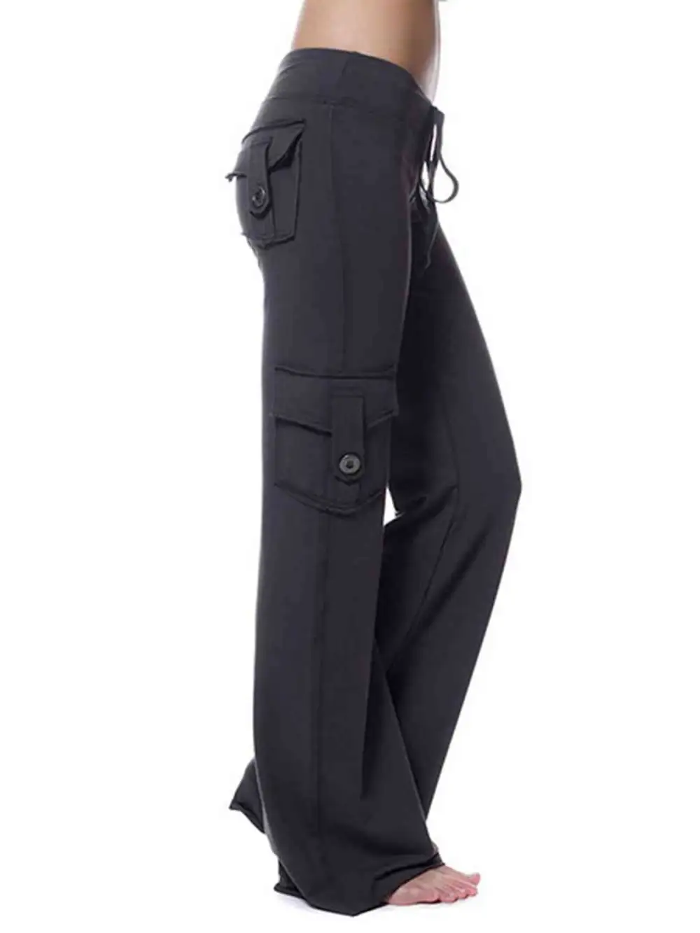 Mid Waist Pants With Pocket