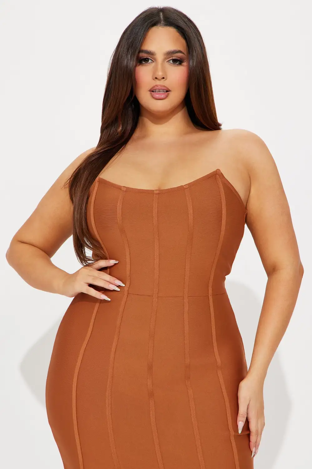 Carla Bandage Midi Dress - Cognac