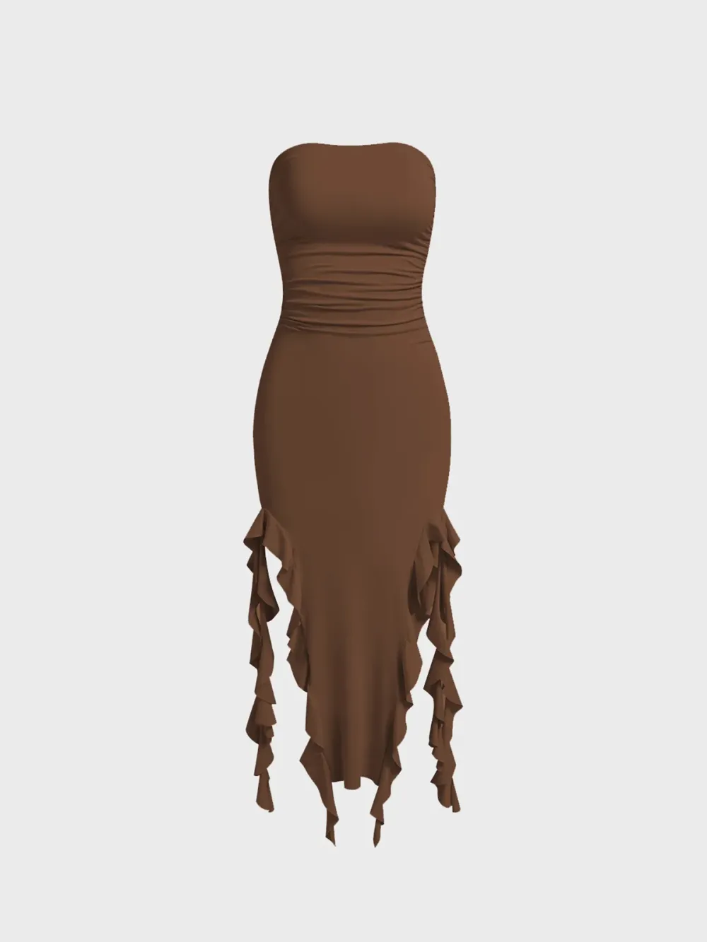 Y2K Black Ruffles Tube Dress Midi Dress