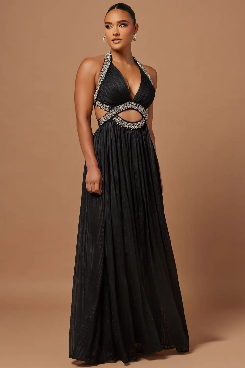 Ava Embellished Gown - Black