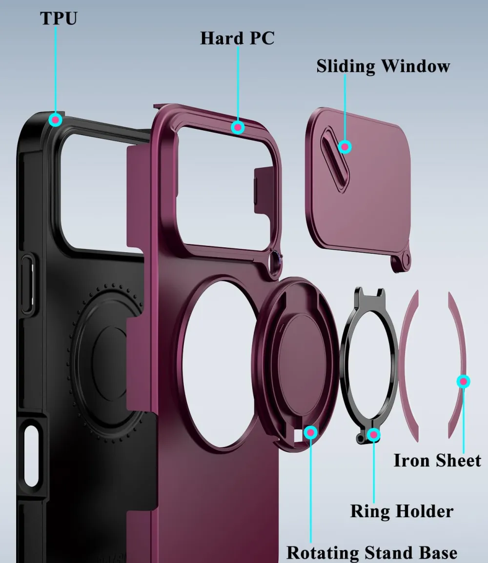 For iPhone 18 Pro Max LINK Phone Case Apple 15 Pro Sliding Window Stand Shockproof Protective Cover