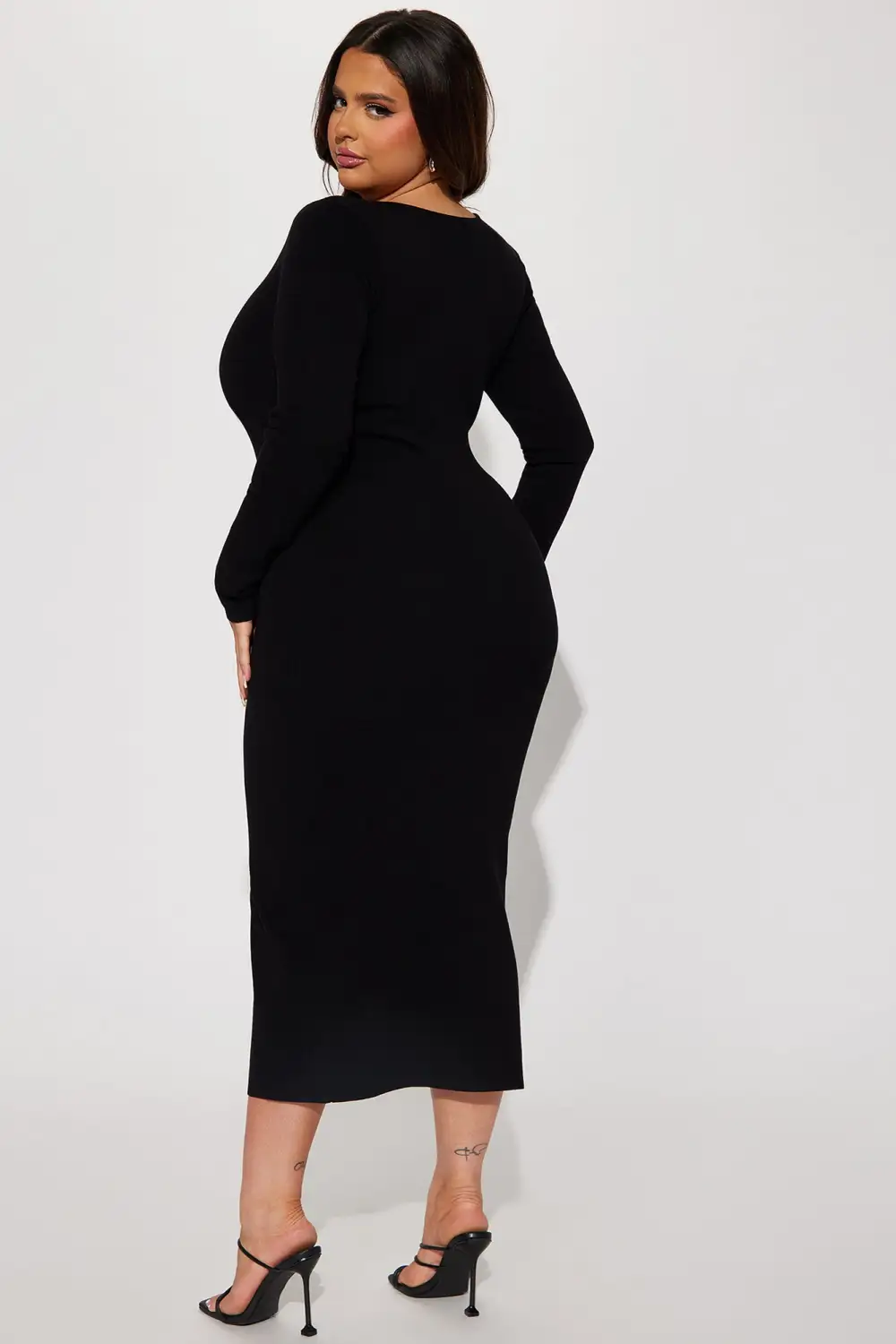 Eve Cutout Knit Midi Dress - Black