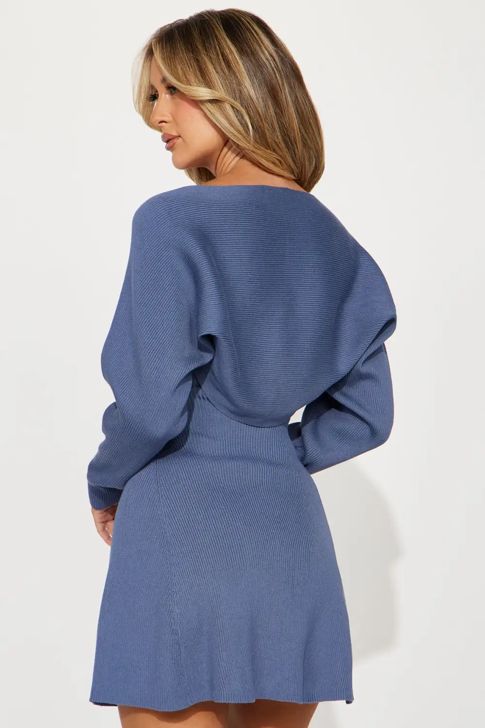 Kara Sweater Mini Dress Set - Blue
