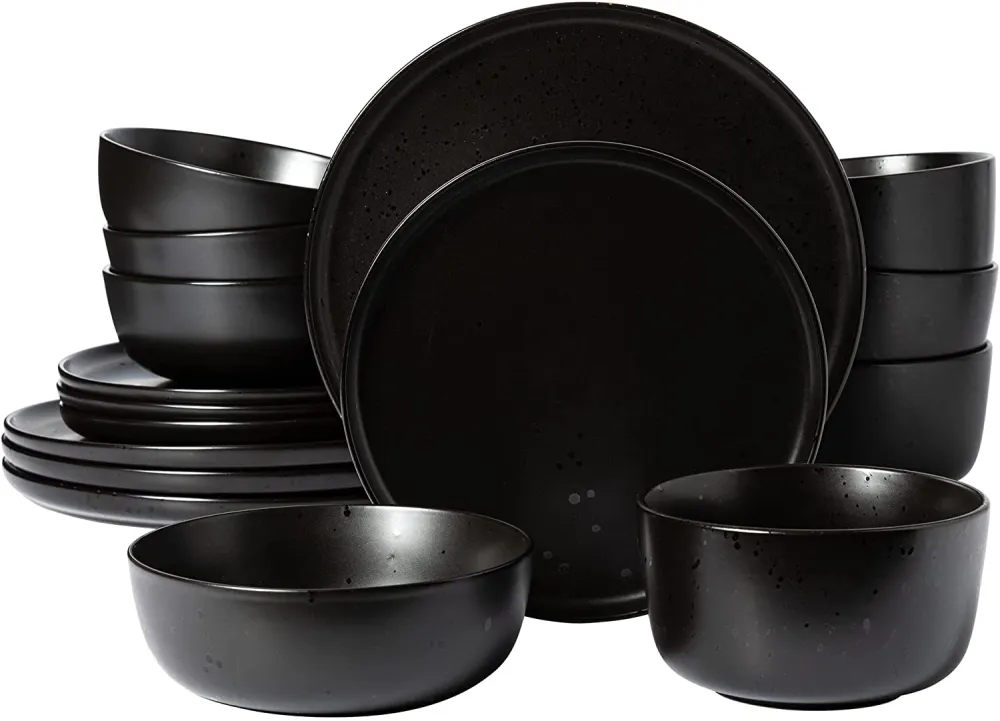 Gibson Elite Matisse 16 Piece Double Bowl Dinnerware Set, Cobalt Blue