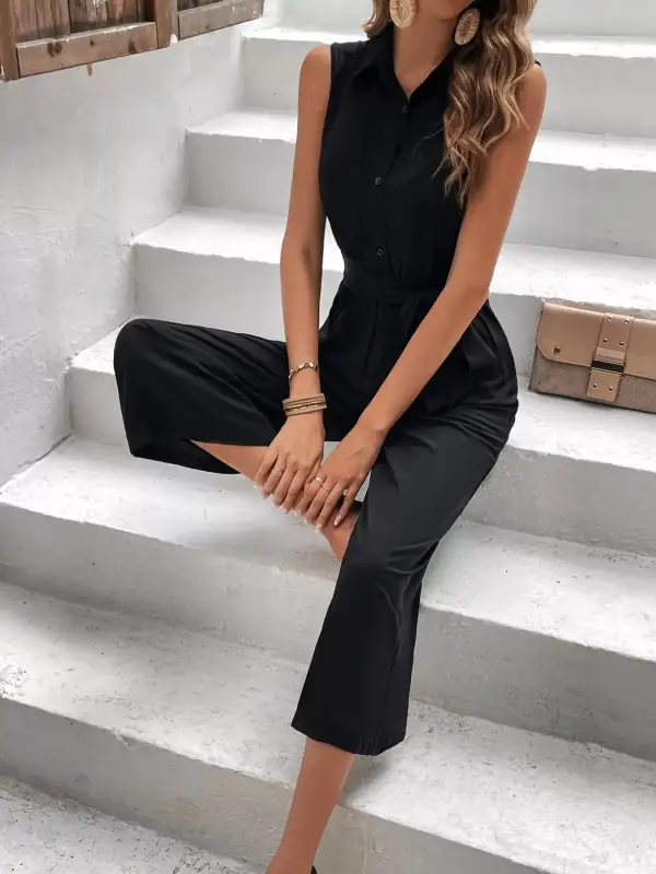Boutique Wide Leg Sleeveless Jumpsuit