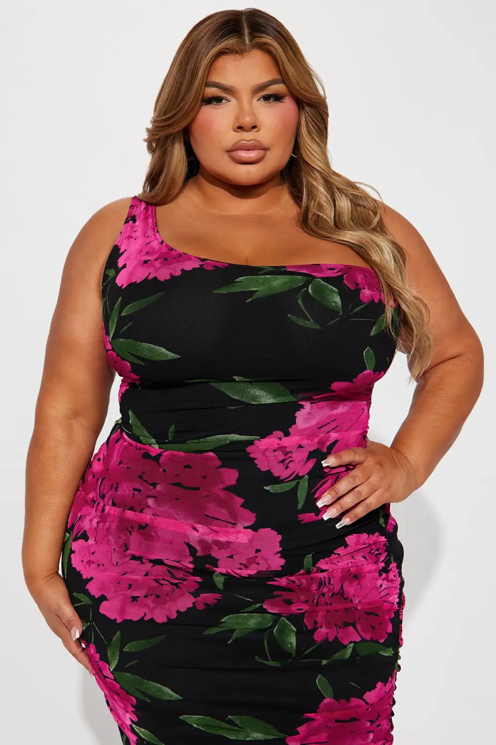 Dark Romance Midi Dress - Black/Pink