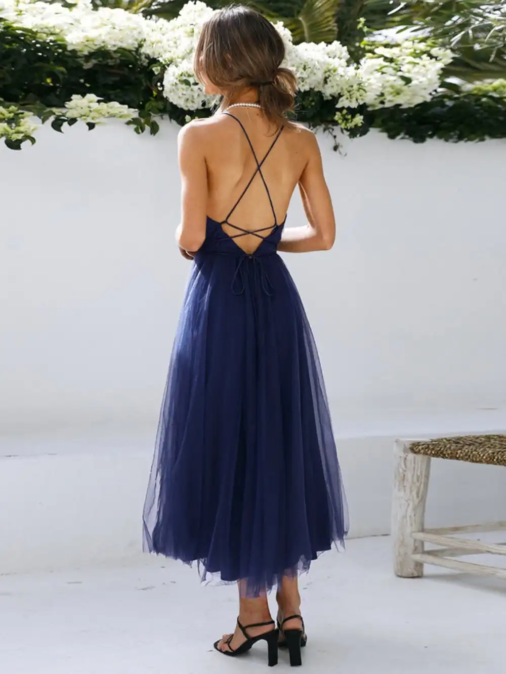 GYPSY-Backless Crisscross Sleeveless Midi Dress