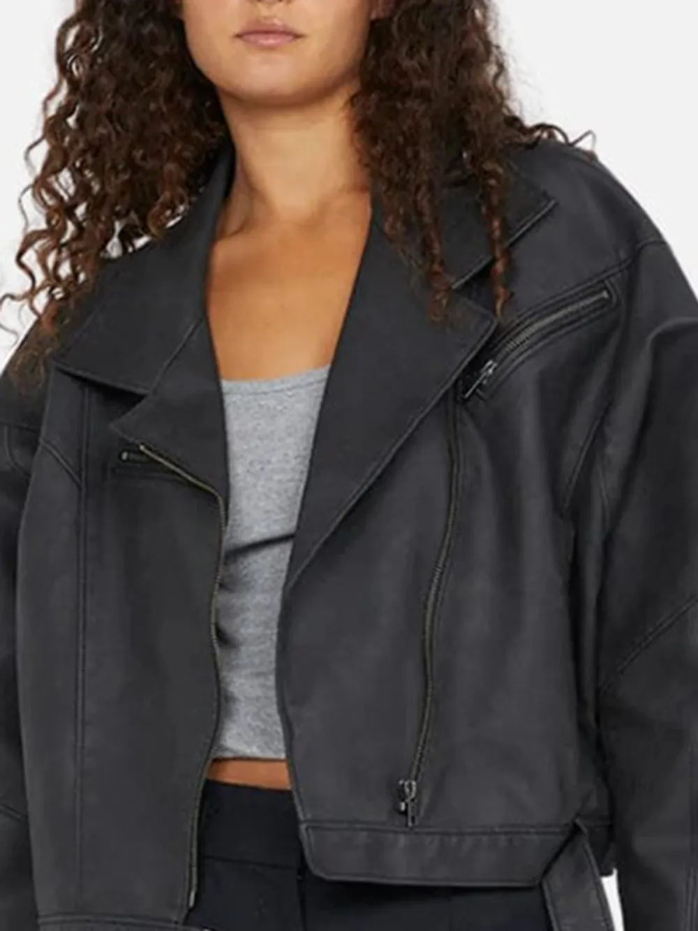 Asymmetrical Lapel Zip Up Jacket