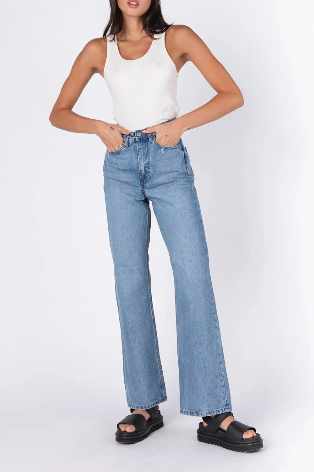 Basic Cotton Breathable High Waist Loose Jeans