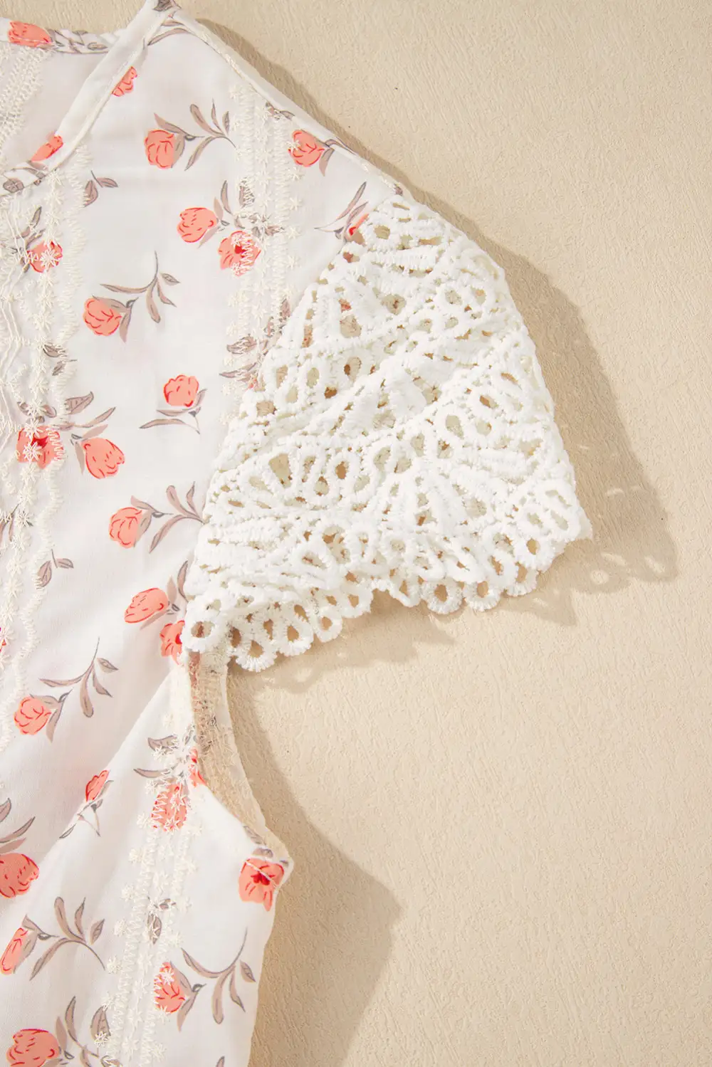 Floral Embroidered Cap Sleeve Blouse