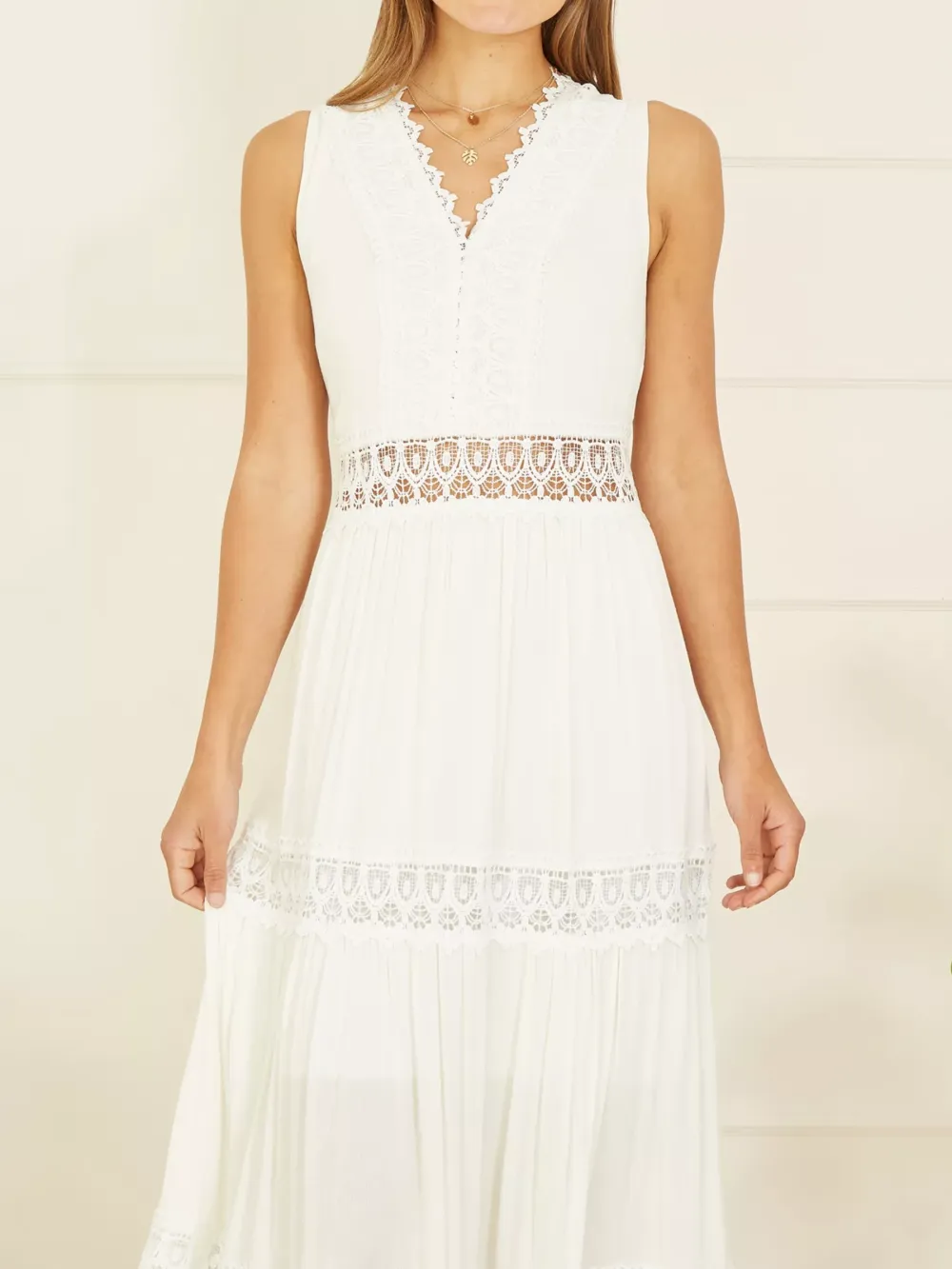 Lace Trim Cotton Maxi Sundress