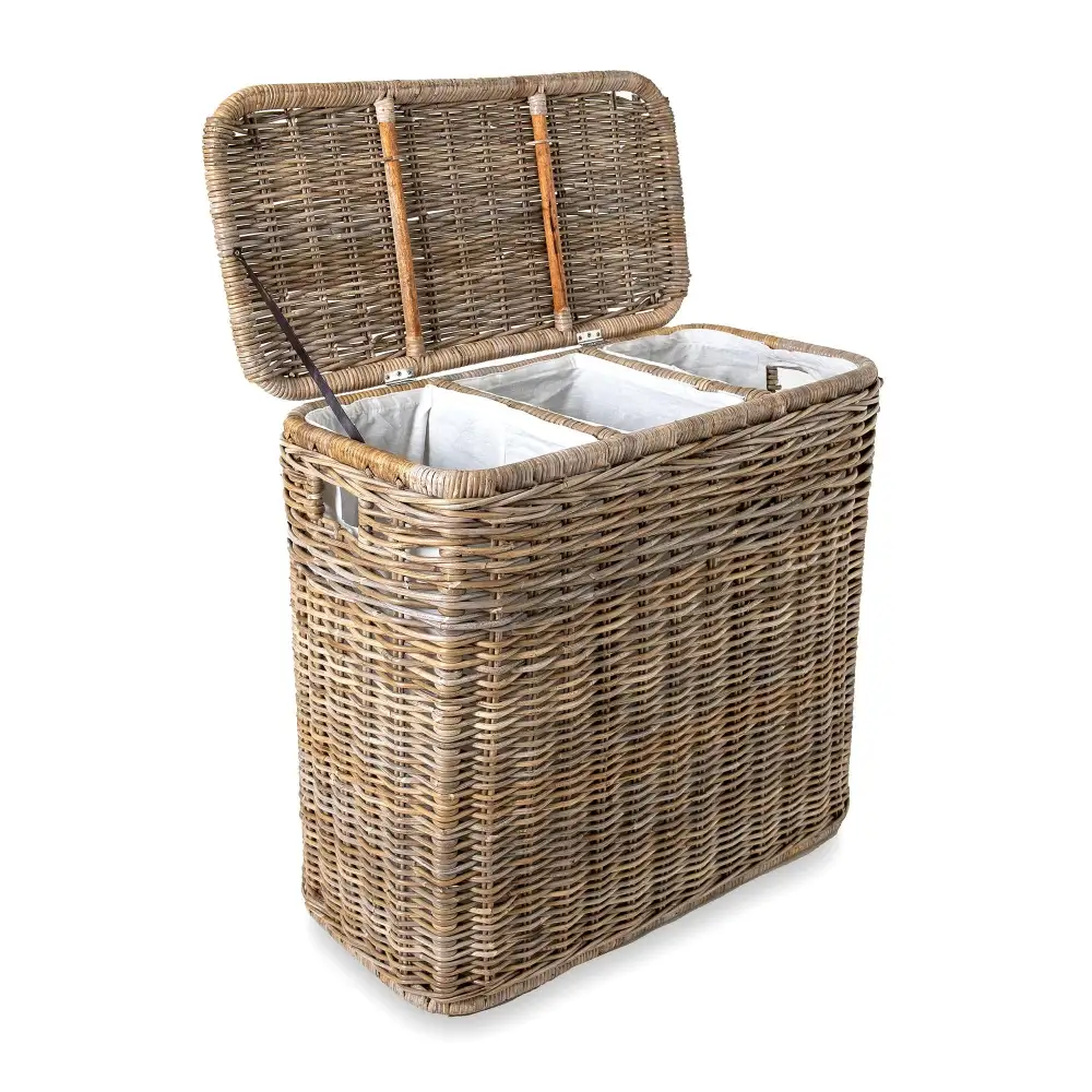 Compartment Kubu Wicker Laundry Hamper 2