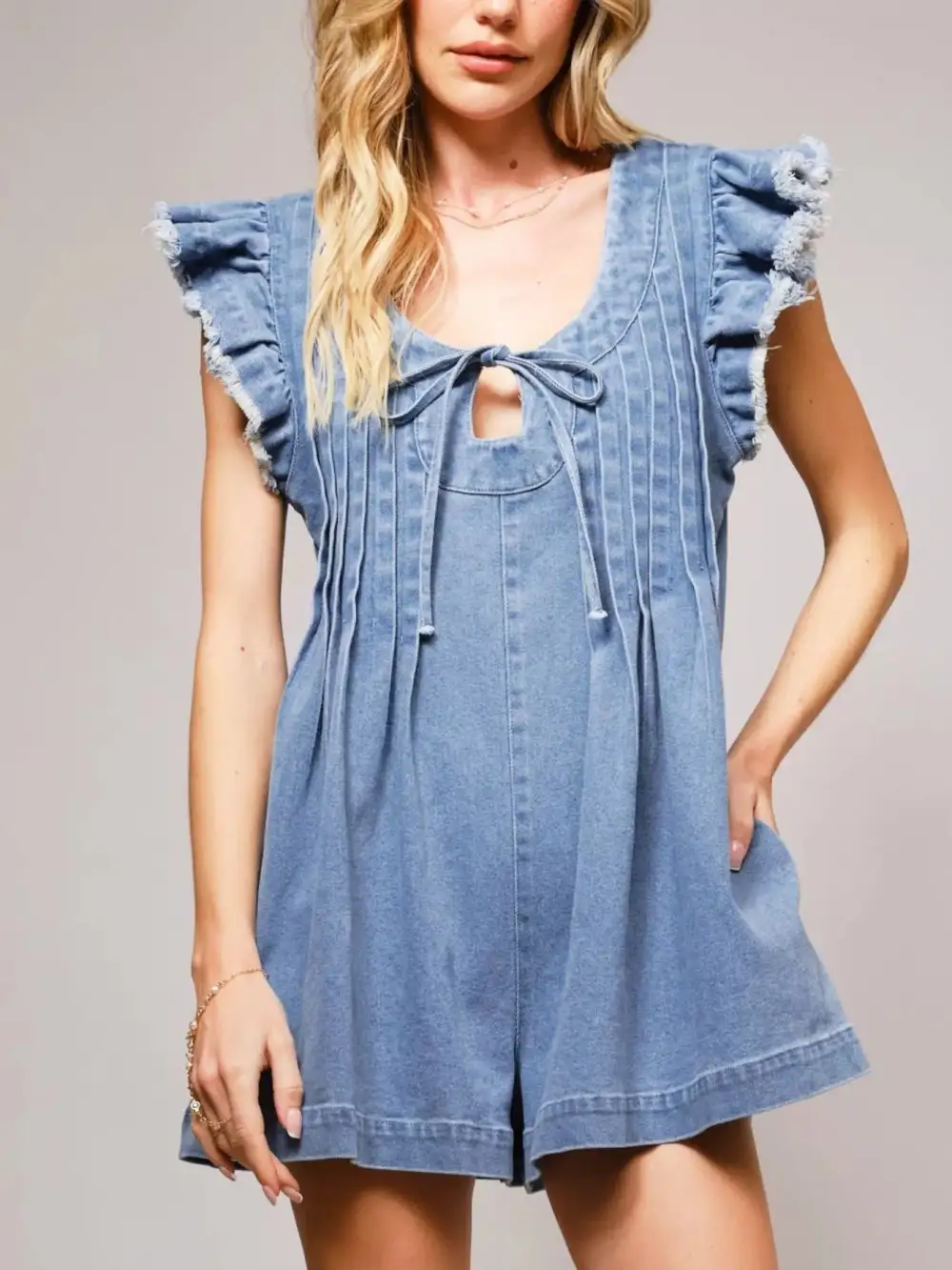Ruffle Denim Romper