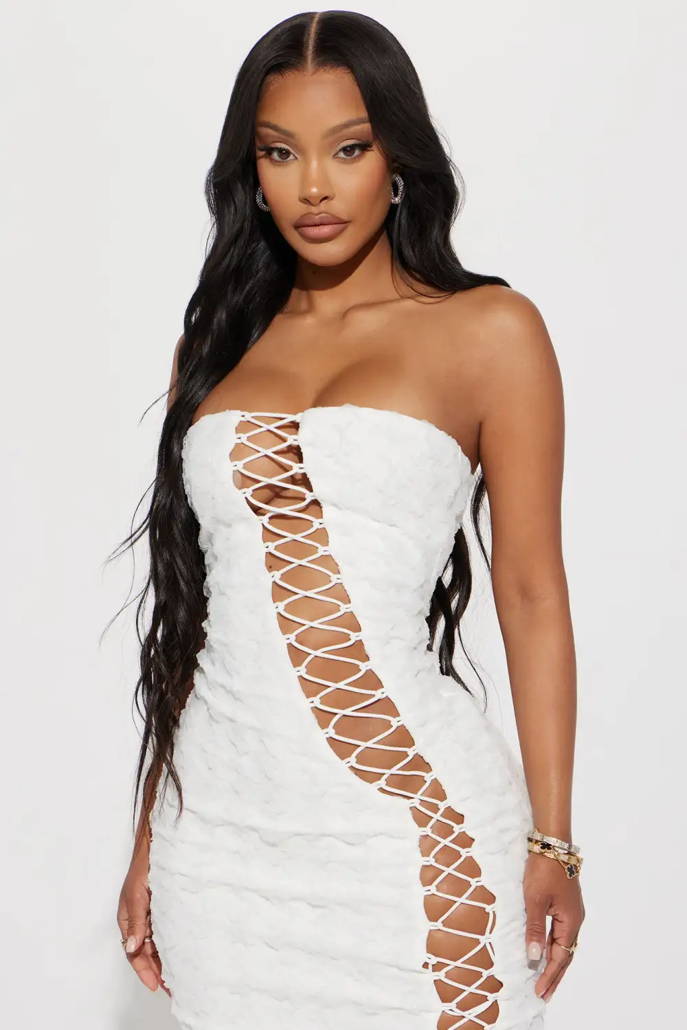 Mila Textured Maxi Dress - White