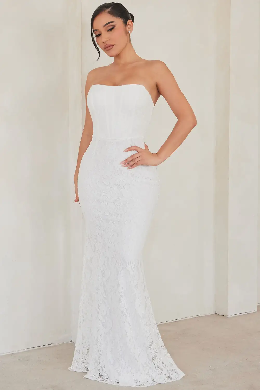 Sarah Lace Maxi Gown - White