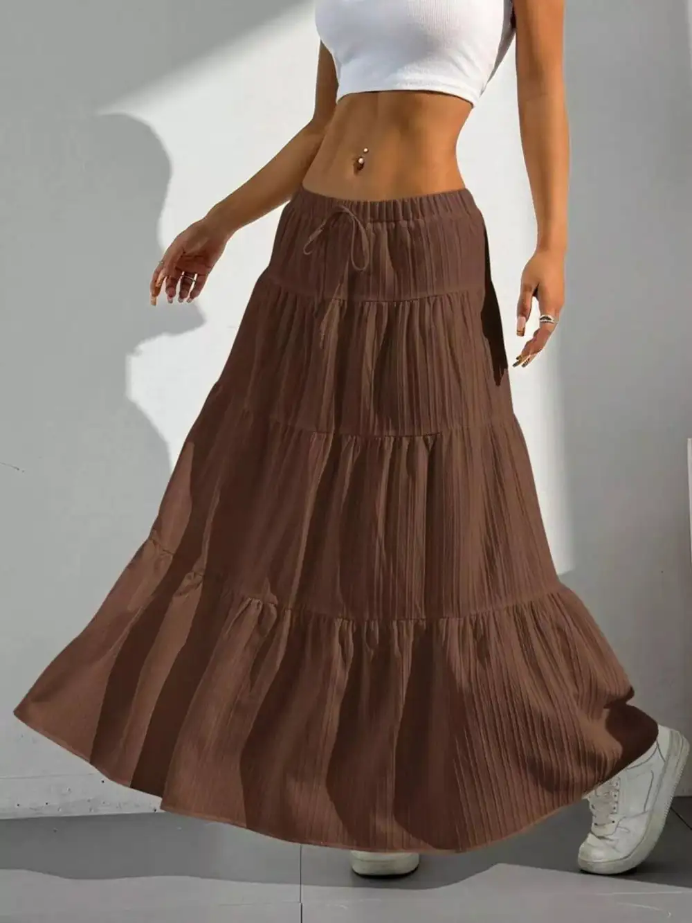 Modern Tiered Flowy Maxi Skirt