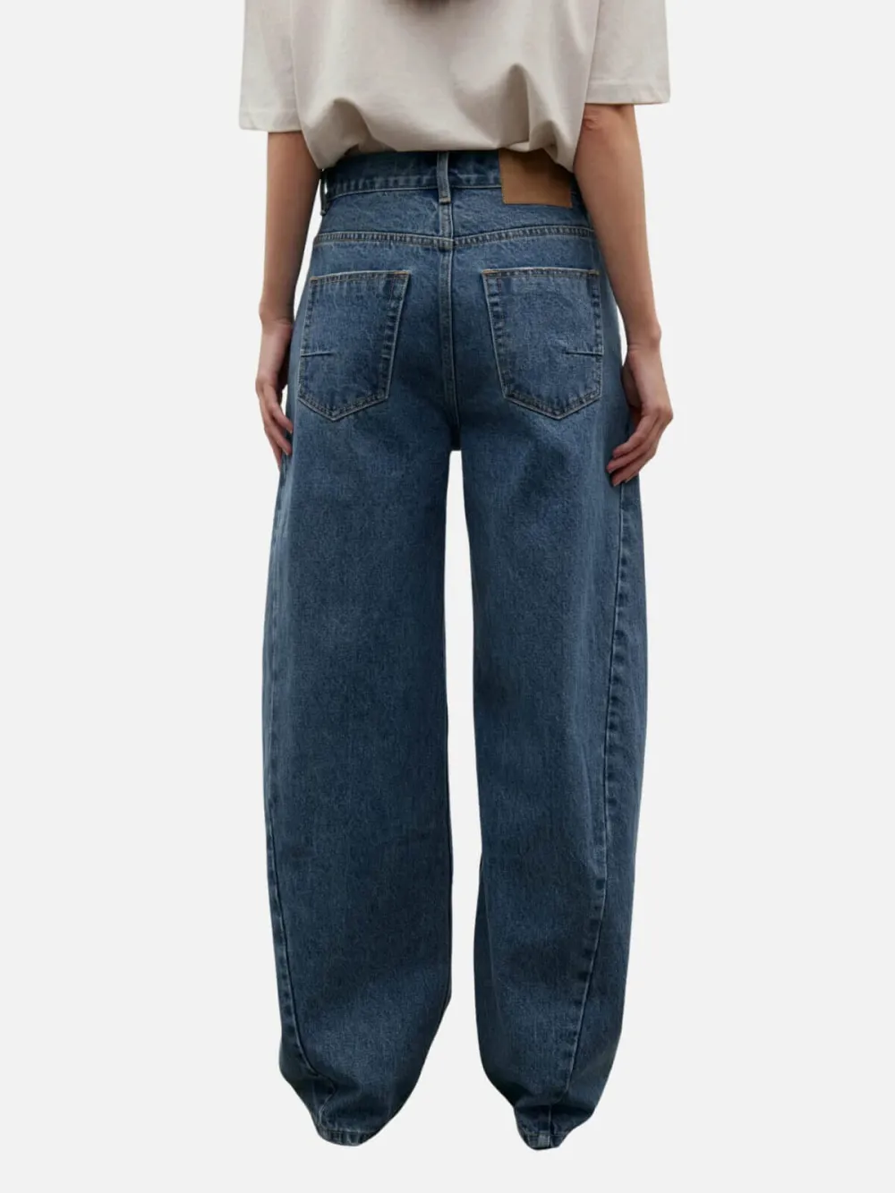 Mid-Waist Loose Jeans with Pockets