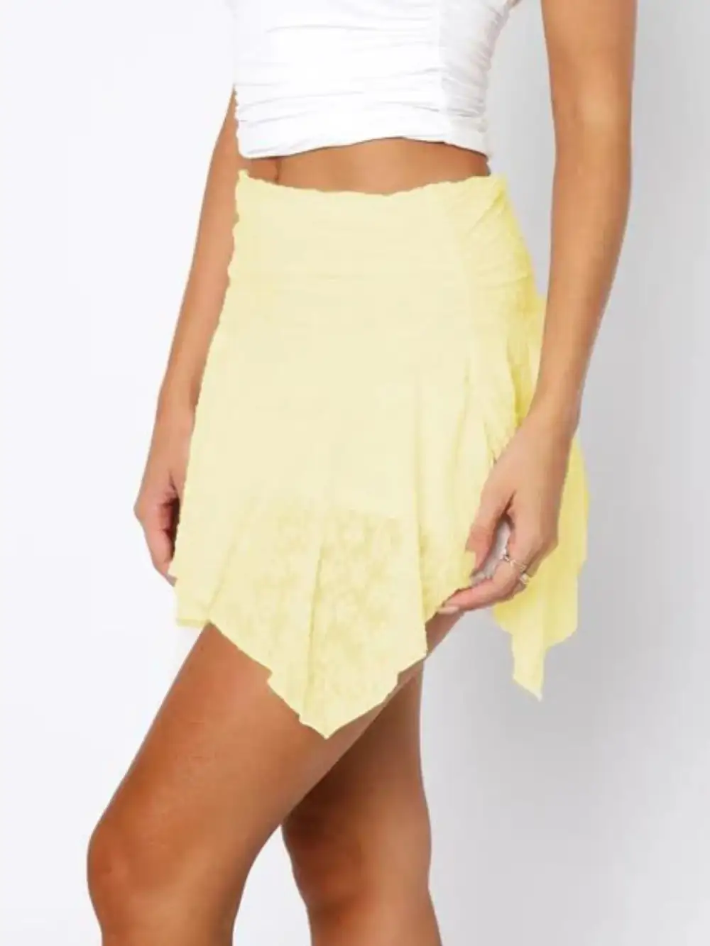 Practical Ruffle Trim Lace Detail Skirt
