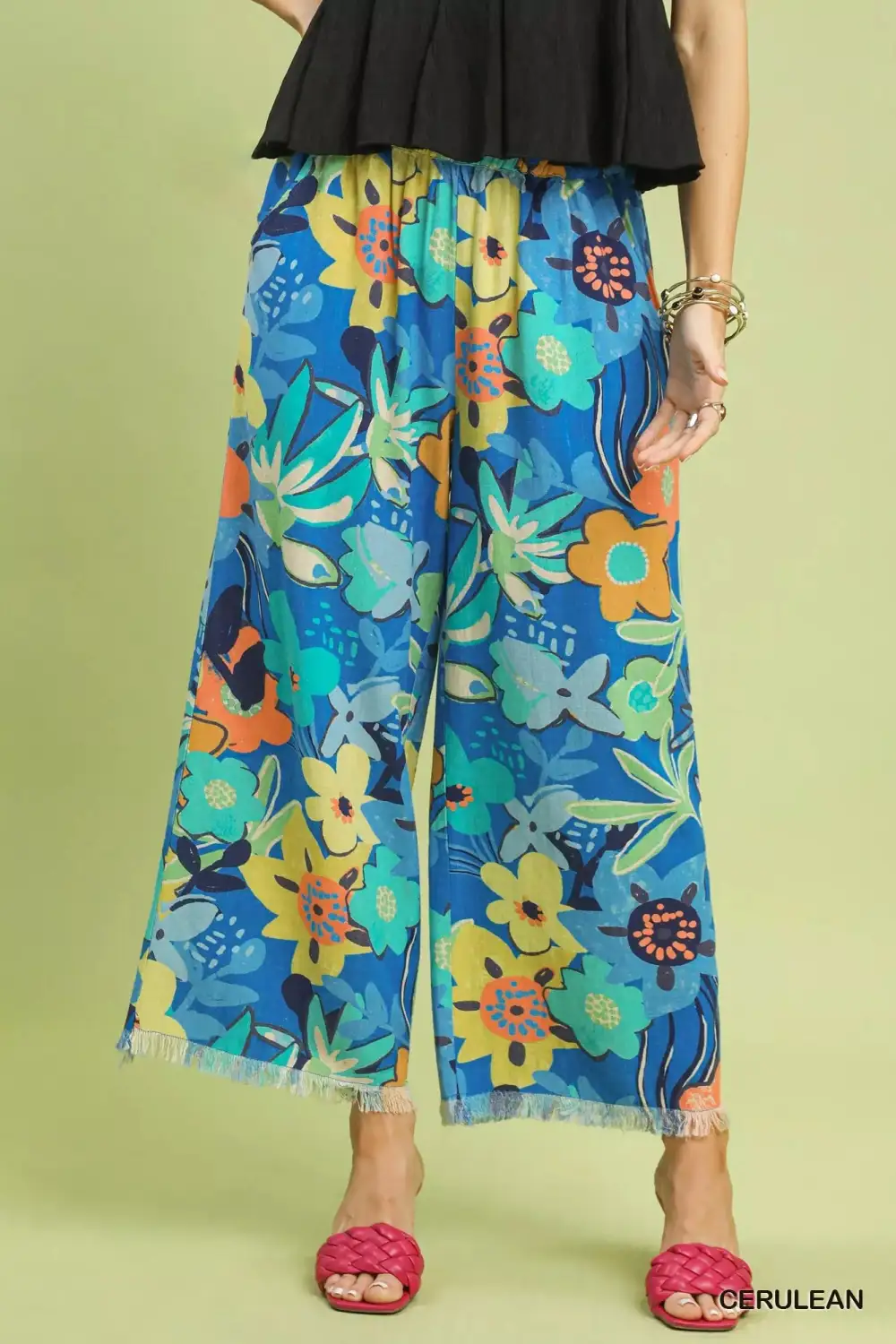 Floral Print Wide Leg Pants