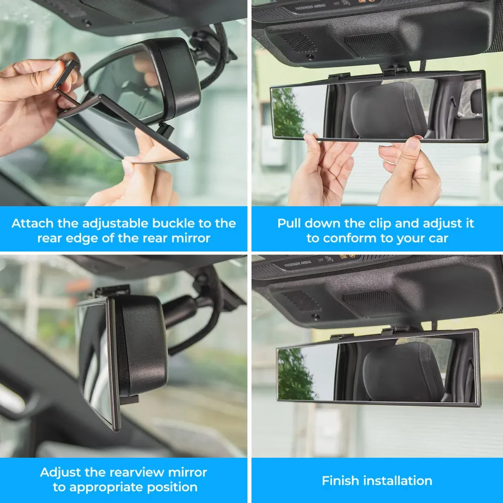 Curved Clip-On HD Wide-Angle Interior Rearview Mirror