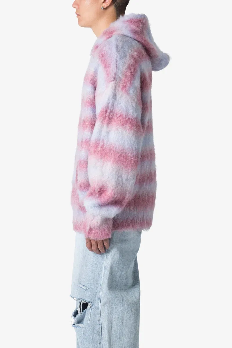 PINK AND BLUE TIE - DYE FUZZY HOODIE