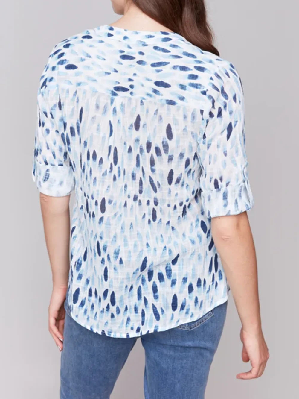 Artistic Cotton V-Neck Short Sleeves