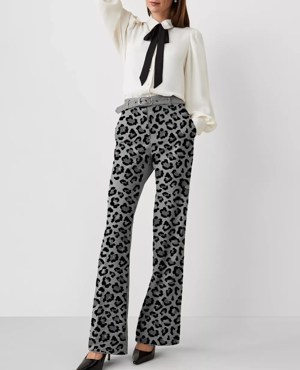 Houndstooth Belted Boot Pant