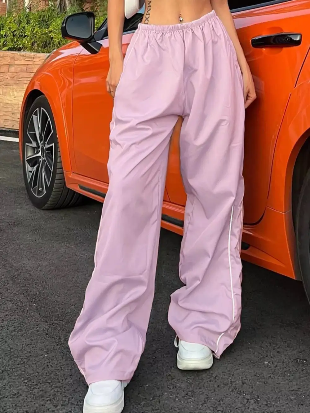 Elastic Waist Wide Leg Pants