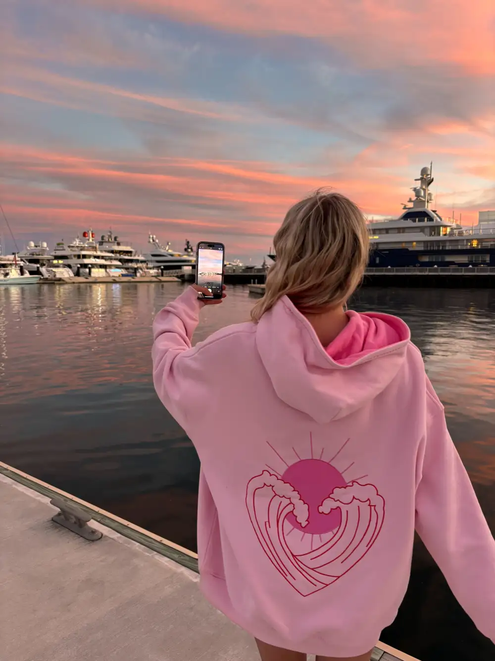 Bubblegum Ocean Heart Stitched Hoodie