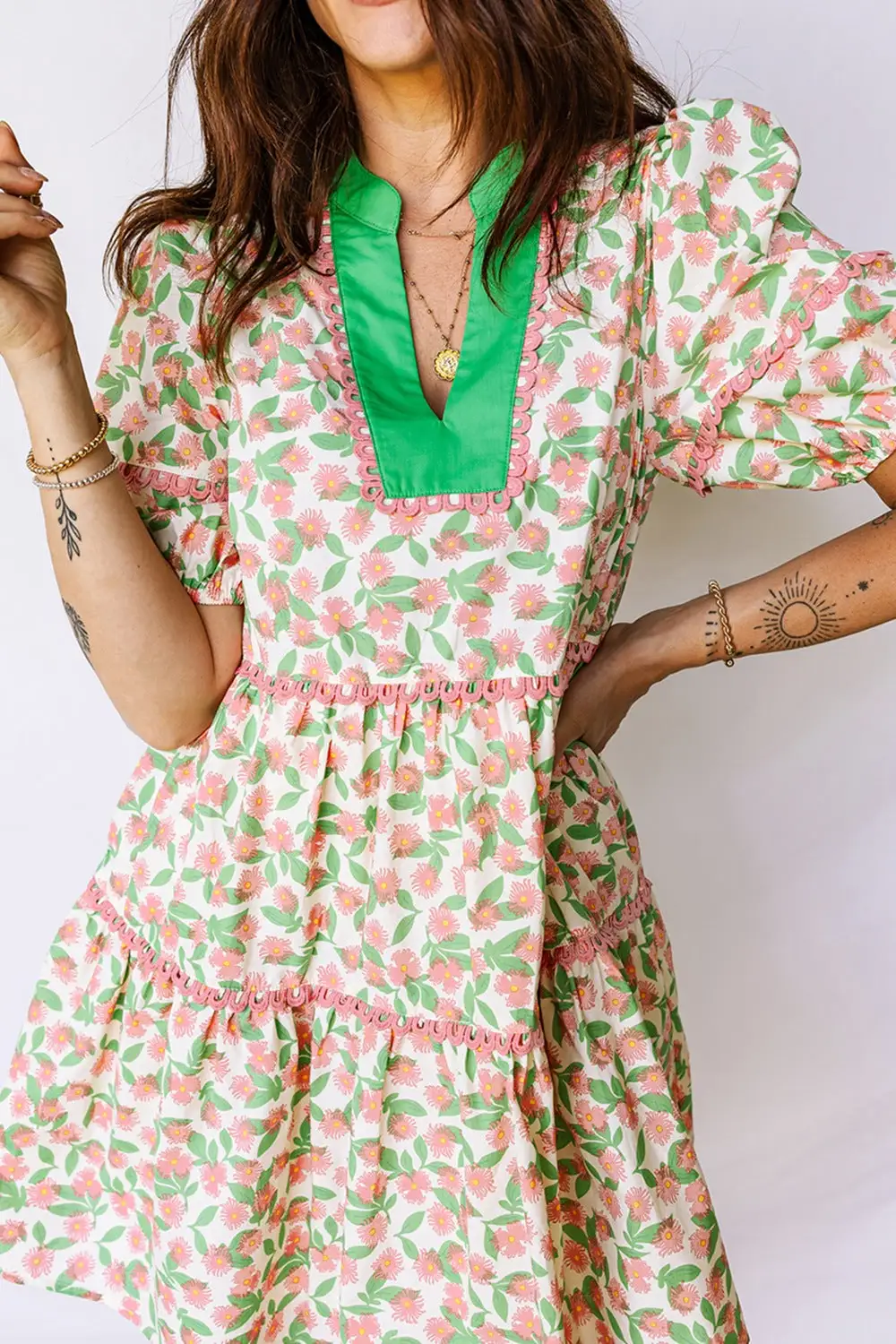 Floral Printed Tiered Mini Dress