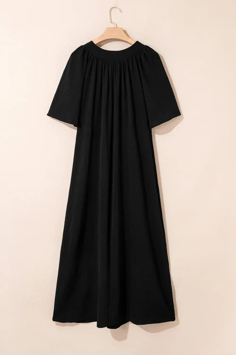 Split Neck Short Sleeve Dress Casual