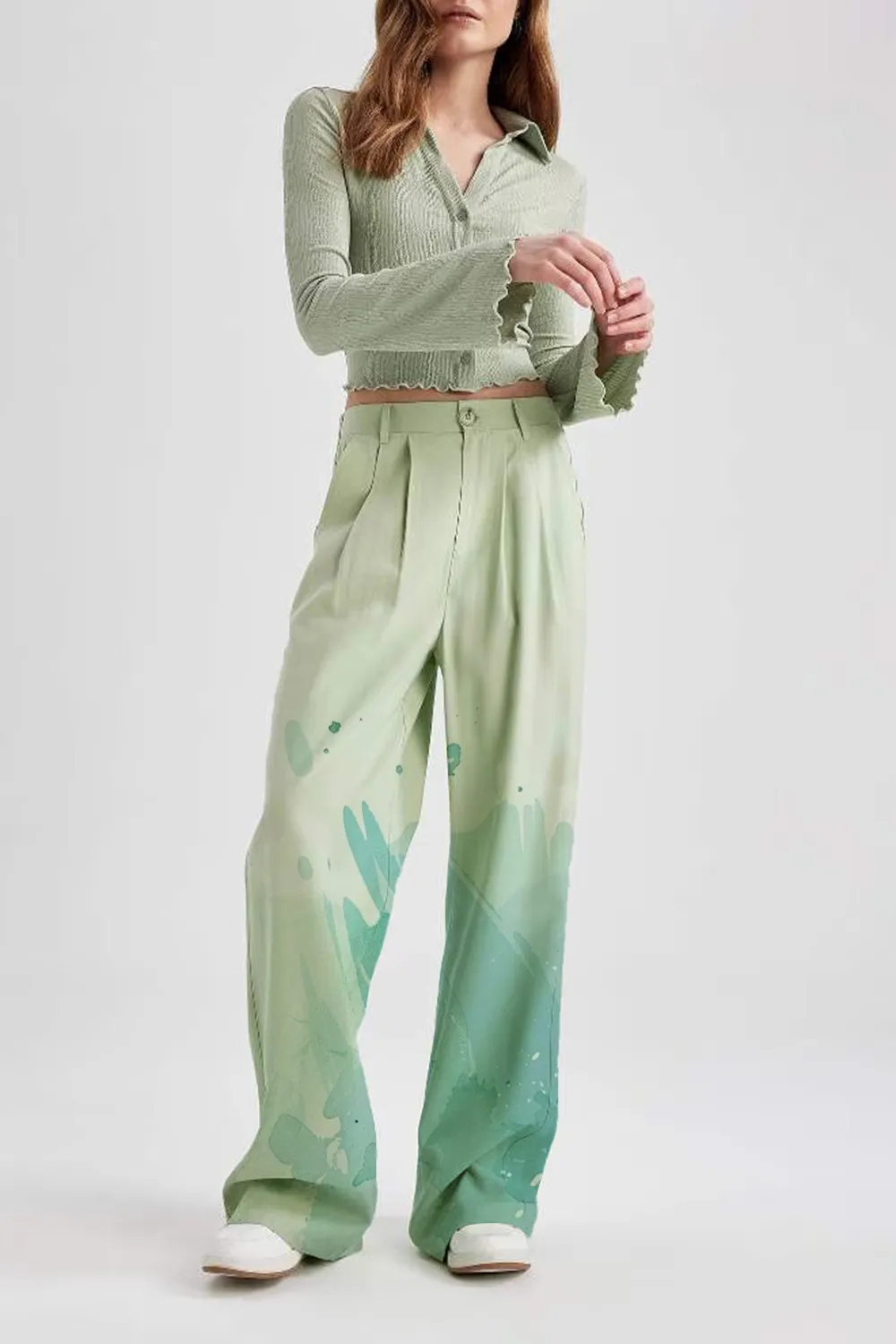 Wide Leg Normal Waist Pocket Trousers