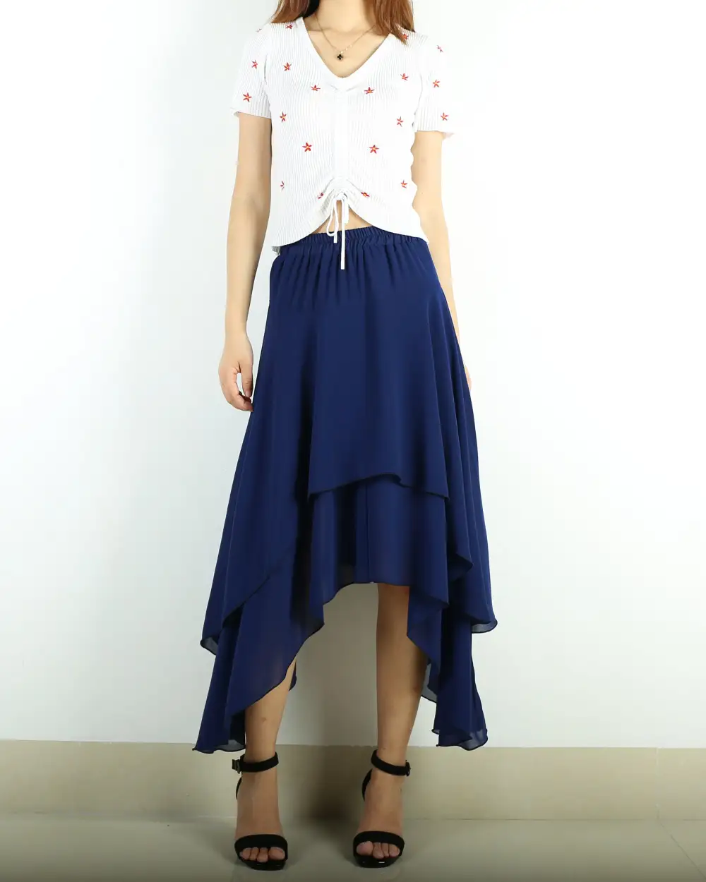 Elastic Waist Chiffon Skirt