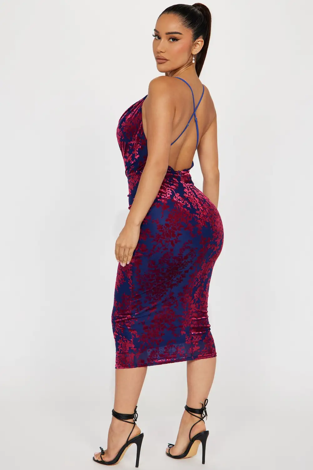 Kennedy Mesh Midi Dress - Navy/combo