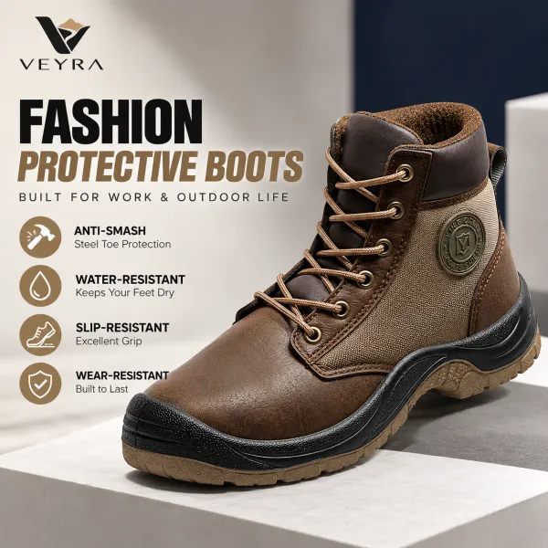 Anti-Static Safety Work Boots Steel Toe Puncture-Proof Anti-Odor Slip-Resistant Men's High-Top Durable Work Shoes
