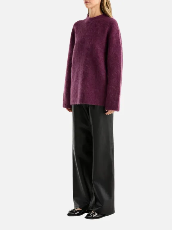 Wool-Blend Round Neck Long Sleeve Sweater