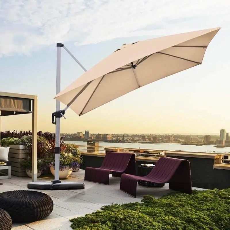 10 Ft Square Offset Patio Cantilever Umbrella with 360 Degree Tilt