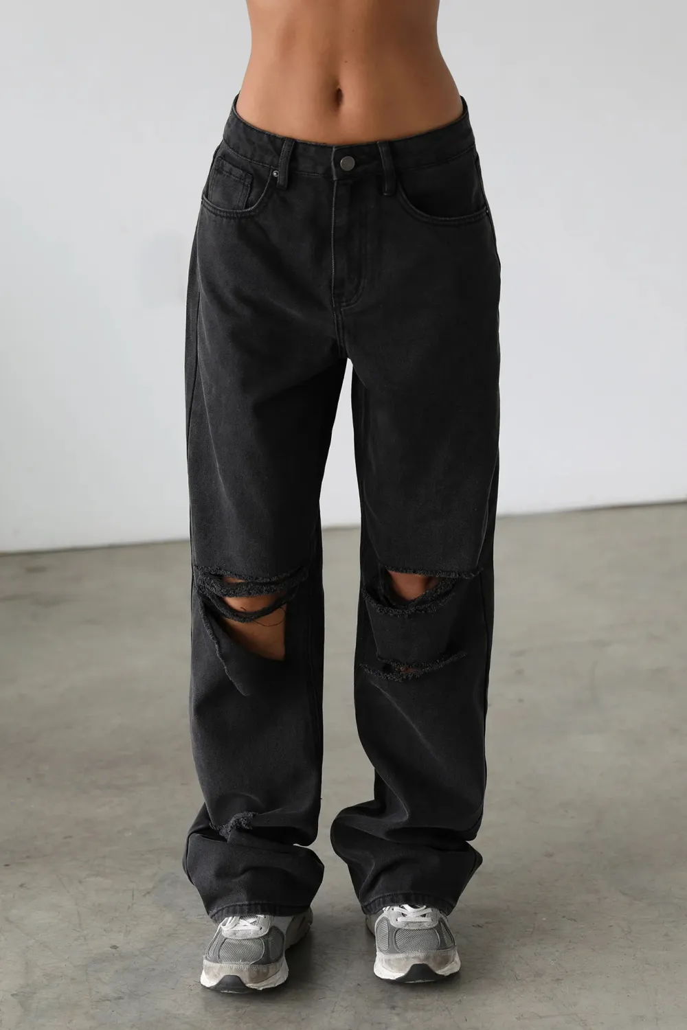 Comfortable Cotton Handsome Ripped Straight Wide Leg Pants
