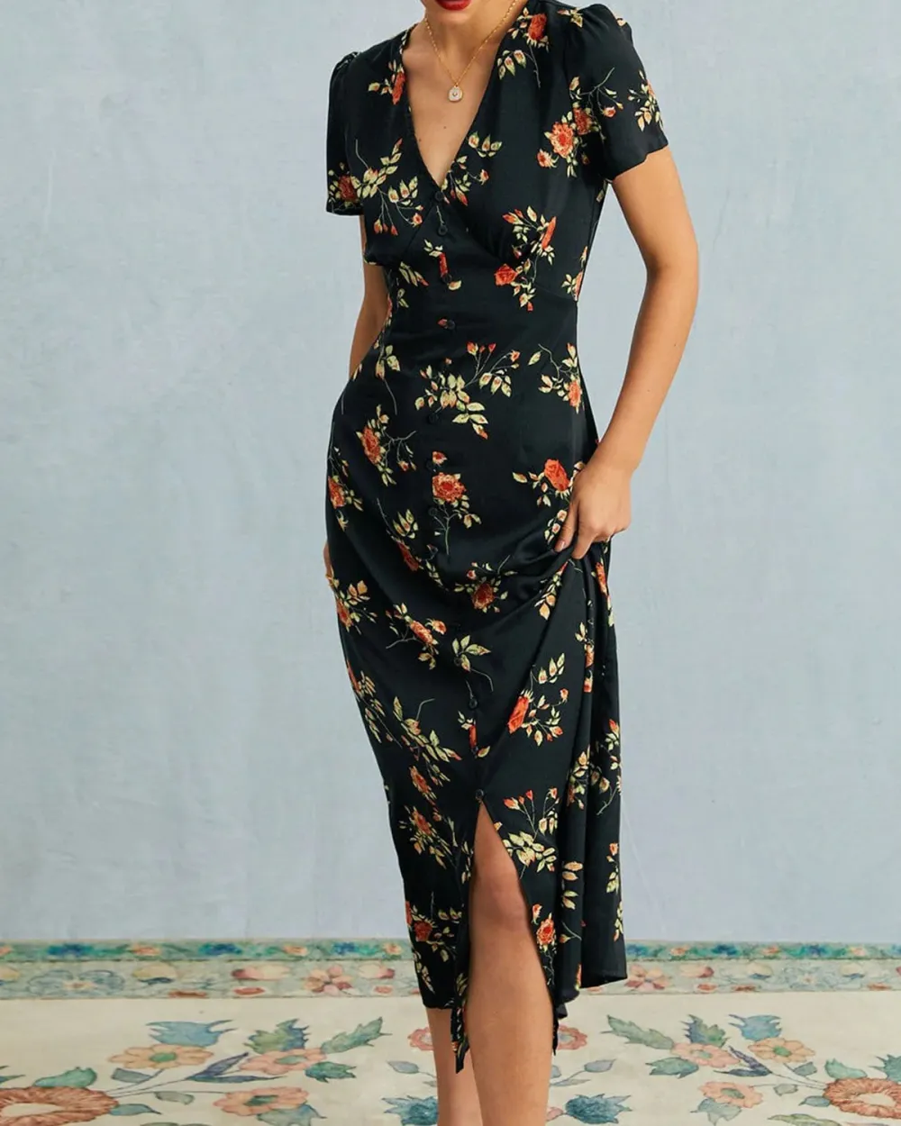 Short Sleeve Black Dress