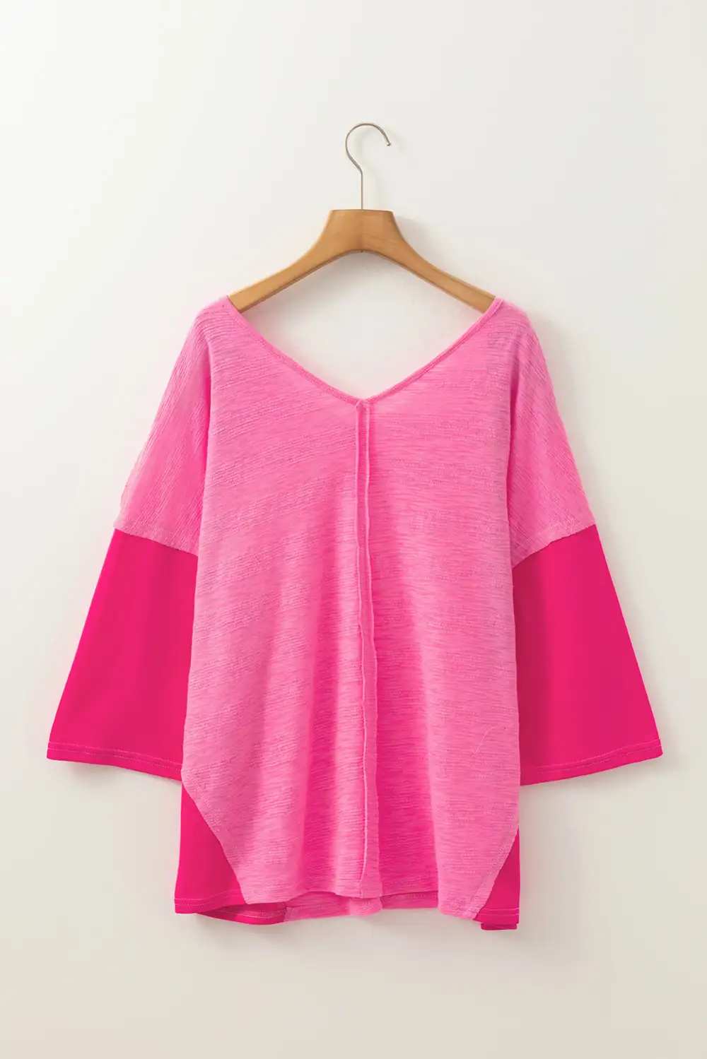 Patchwork V-Neck Relaxed Fit Blouse