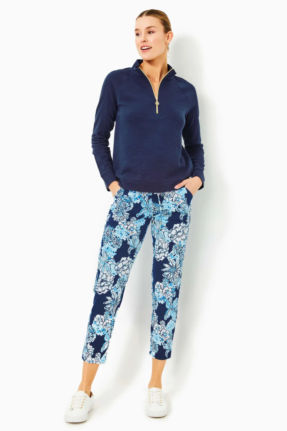 Lilly Pulizter Luxletic Ashlee Half-Zip Pullover - Low Tide Navy