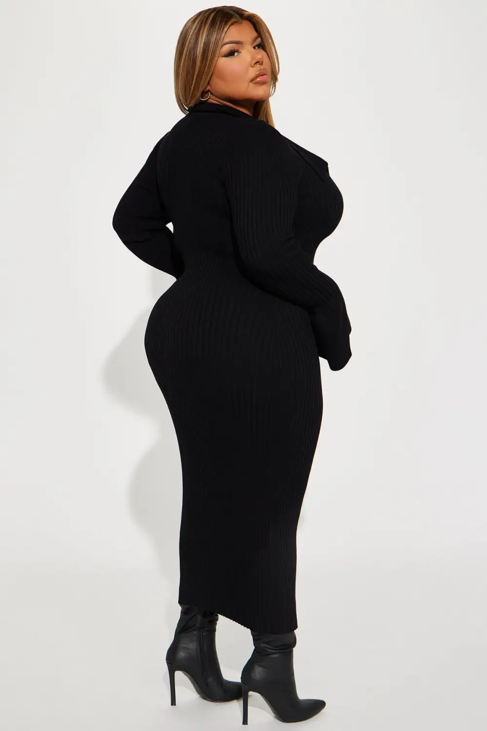Fallon Sweater Midi Dress - Black