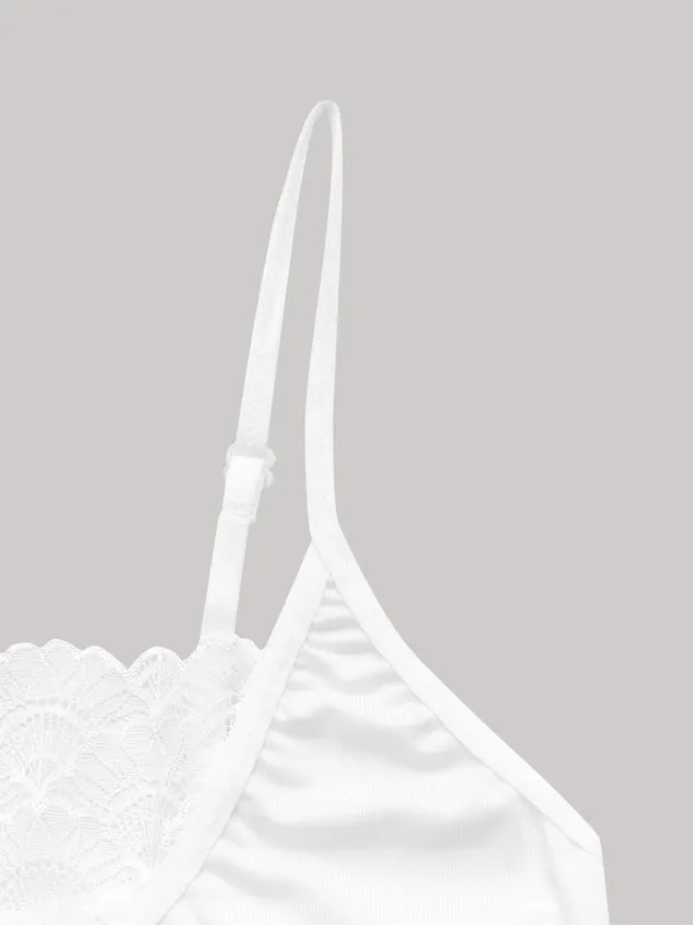 Lace Edge Sexy Perspective Plus Suspender Vest Bottomed Bra